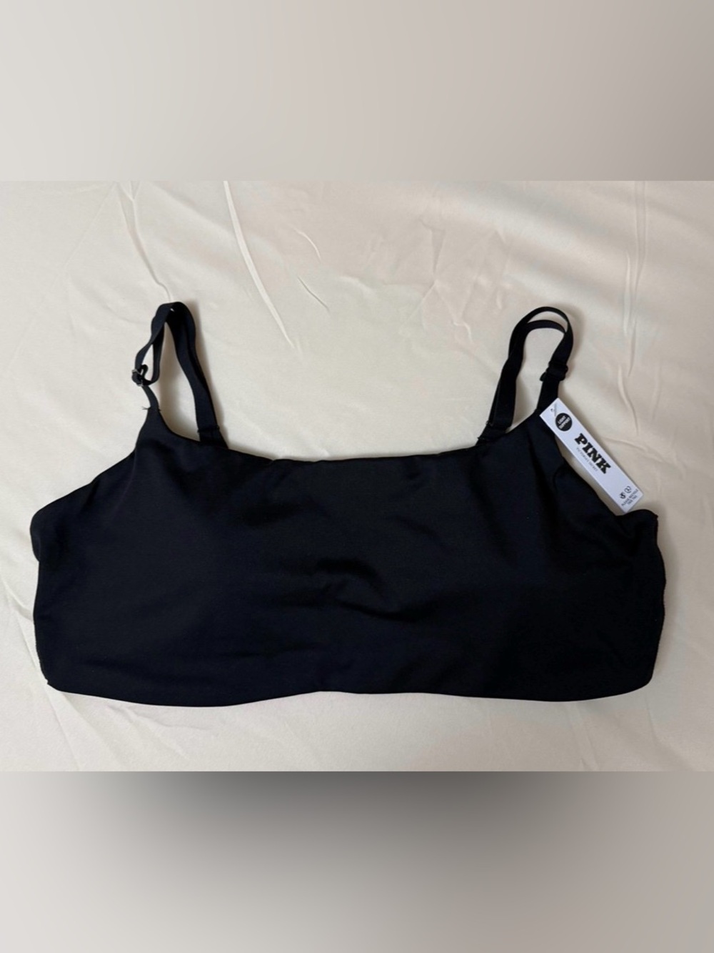 NWT VS PINK XL black square‎ neck sports bra. - Picture 3 of 6